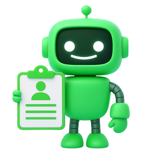 Robô Jobito segurando currículo